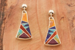 Calvin Begay Genuine Spiny Oyster Shell Sterling Silver Earrings